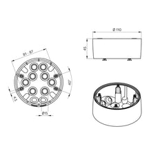 Oberflächenmontage Adapterbausatz IP54 Für PD4N Detektor Weiß - 93465