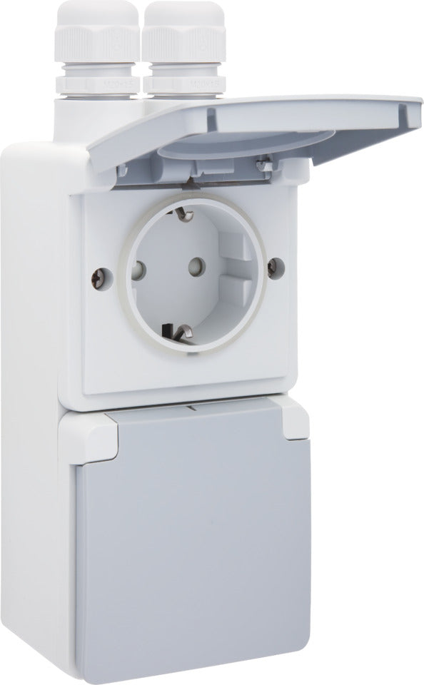 Doppelte Vertikale IP44 Wandsteckdose 16A 250V Mit Schutz - 700-37835