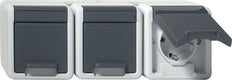 Gira Dreifach Schuko Steckdose Mit Schwenkbarer Abdeckung IP44 Grau - 478930