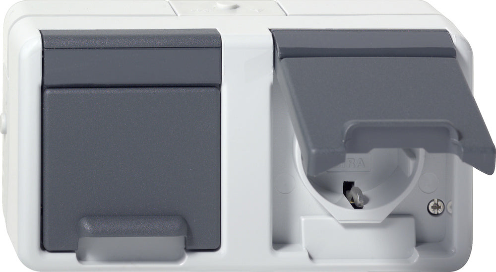 Gira Doppel-Schuko-Steckdose Mit Scharnier-Abdeckung IP44 Grau - 478130