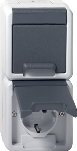 Gira Doppeltes Schuko-Steckdose IP44 Vertikal Grau - 478030
