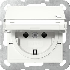 Gira System 55 Schuko Sicherheits Plus Steckdose Mit Abdeckung - 455703