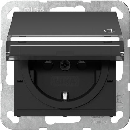 Gira System 55 Sicherheit Plus Geerdete Steckdose Mit Abdeckung - 4557005