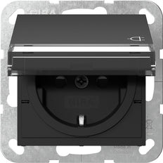 Gira System 55 Sicherheit Plus Geerdete Steckdose Mit Abdeckung - 4557005