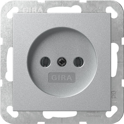 Gira System 55 Aluminium Steckdose Ohne Erdanschluss - 448026