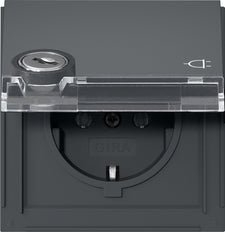 Gira TX44 Verriegelbare Außen SCHUKO Steckdose Mit Beschriftungsfläche - 446767