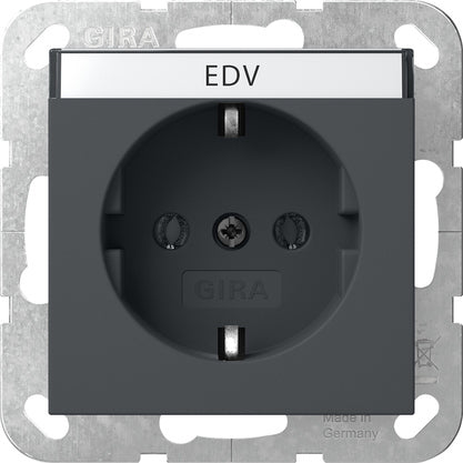 Gira System 55 Erdungssteckdose Mit Beschriftungsfeld Anthrazit - 445728