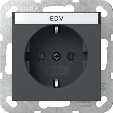 Gira System 55 Erdungssteckdose Mit Beschriftungsfeld Anthrazit - 445728