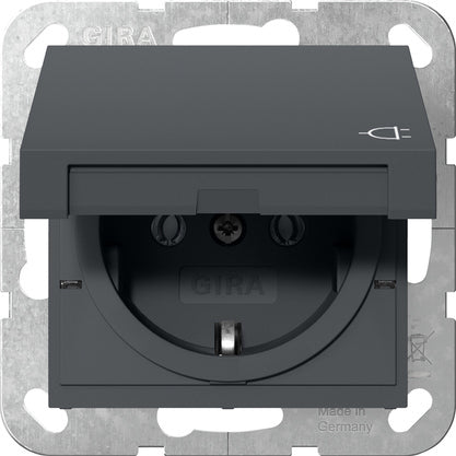 Gira System 55 Schuko Steckdose Mit Scharnierabdeckung Anthrazit - 445428