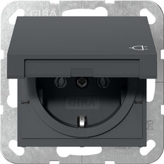 Gira System 55 Schuko Steckdose Mit Scharnierabdeckung Anthrazit - 445428
