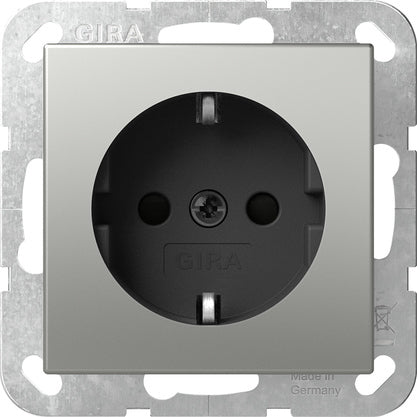 Gira System 55 Edelstahl Sicherheits Plus Steckdose - 4453600