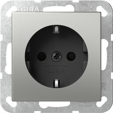Gira System 55 Edelstahl Sicherheits Plus Steckdose - 4453600