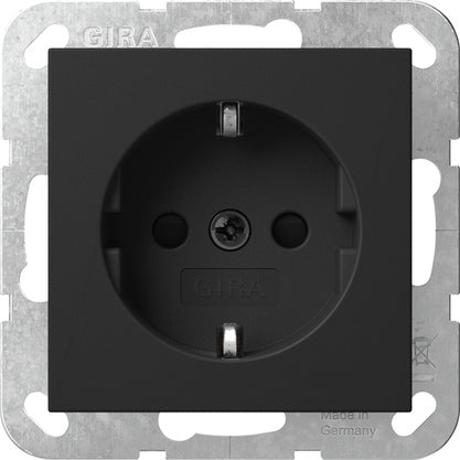 Gira System 55 Schuko Steckdose Schwarz Matt Sicherheit Plus - 4453005
