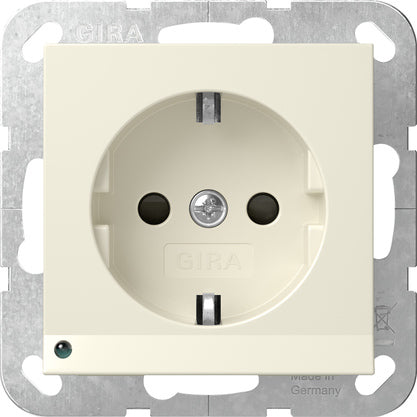 Gira System 55 LED Safety Socket 16A 250V Cream White - 417001