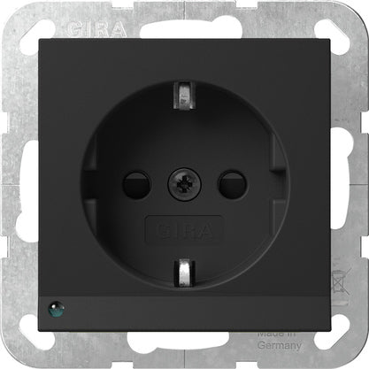 Gira System 55 LED Safety Plus SCHUKO Socket Black Matt - 4170005