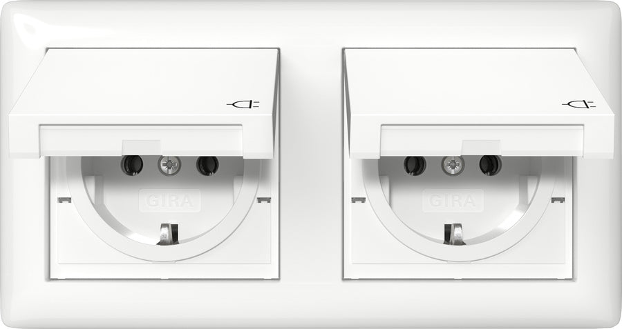 Doppelter Schuko IP44 Steckdose Mit Scharnierabdeckung Standard 55 - 415803