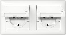Doppelter Schuko IP44 Steckdose Mit Scharnierabdeckung Standard 55 - 415803