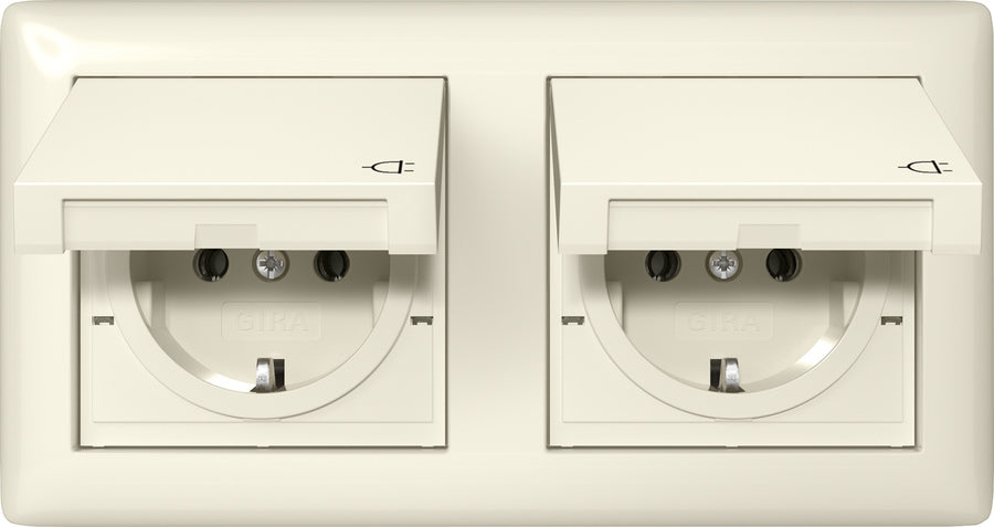 Gira Standard 55 Doppeltes Schuko-Steckdose IP44 Mit Abdeckung - 415801