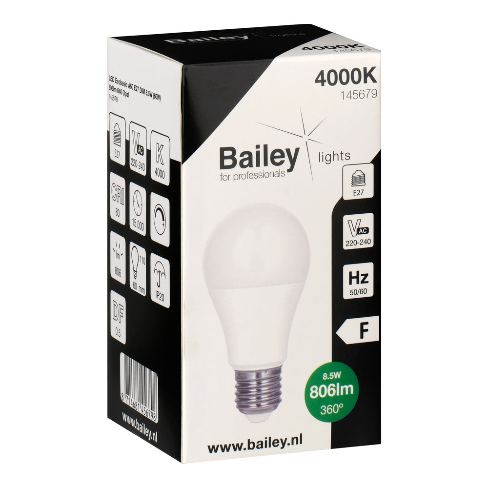 Bailey Ecobasic Led A60 E27 8.5W Dimmbar 4000K Glühbirne - 145679 [2 Stück]
