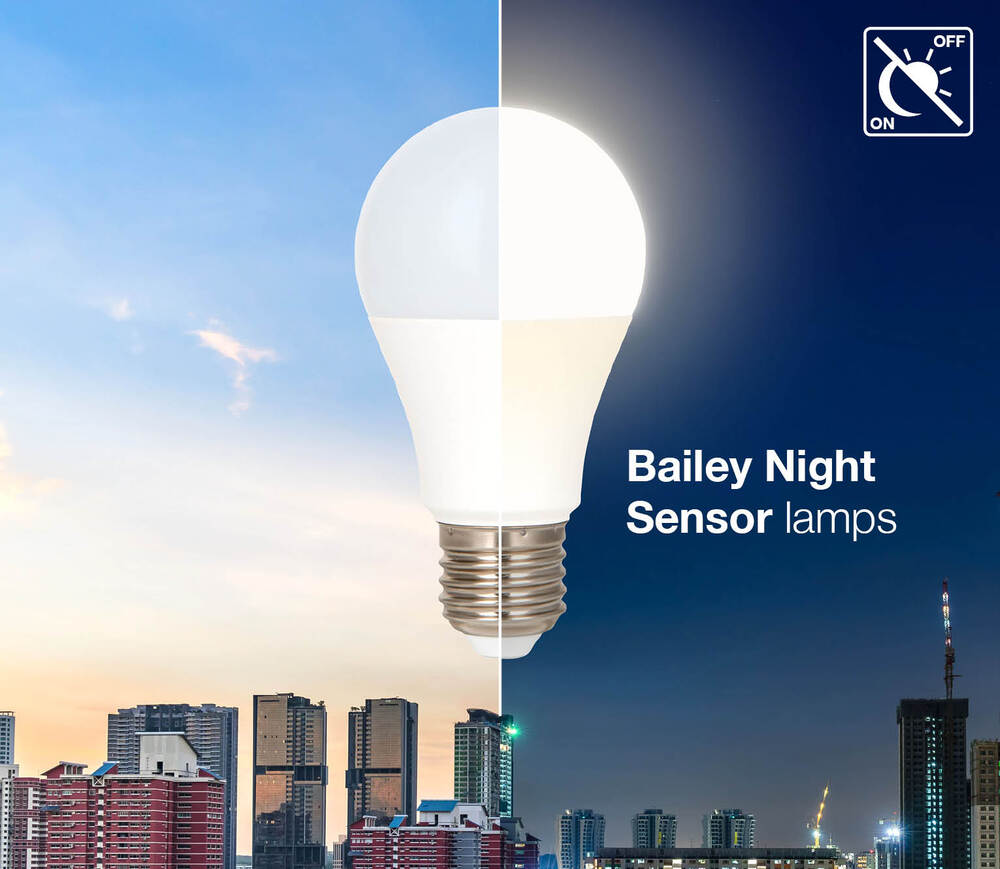 Bailey Led A60 E27 Nacht Sensor Glühbirne 9W 820lm 2700K - 145743 [2 Stück]