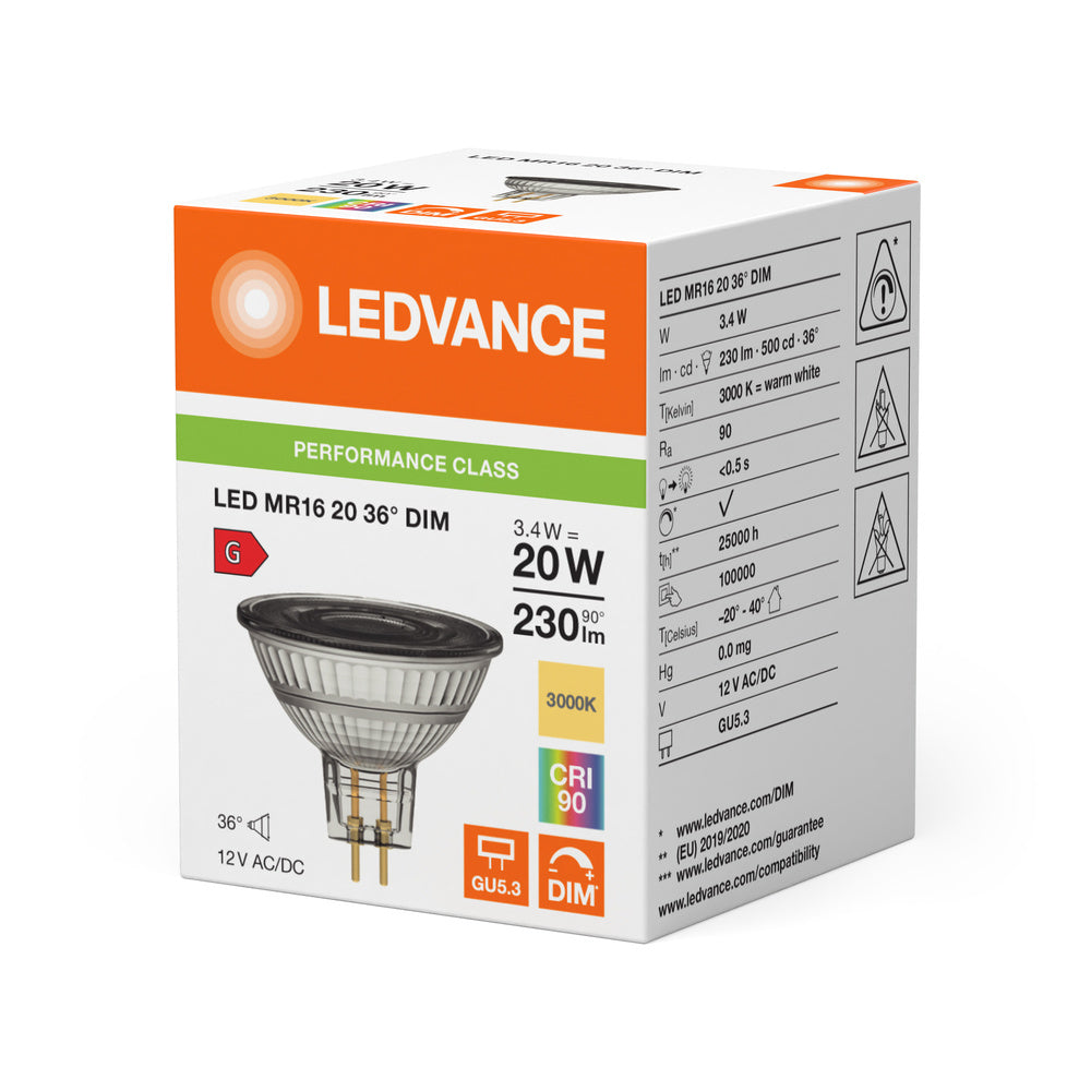 Ledvance MR16 LED Spot 3.4W GU5.3 3000K Dimmbar - 4099854070594