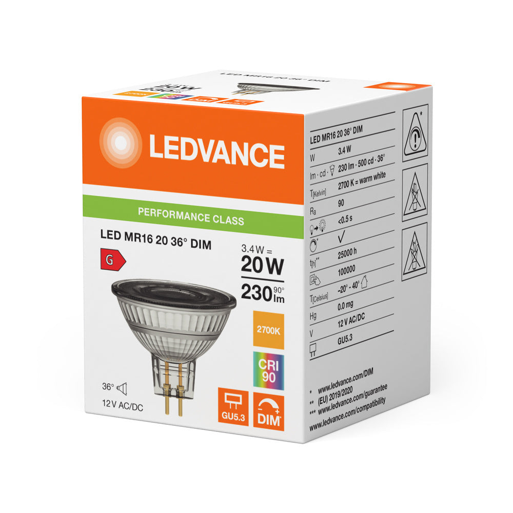 Ledvance Performance Led Mr16 Gu5.3 3.4W Dimmbare Spot - 4099854070563