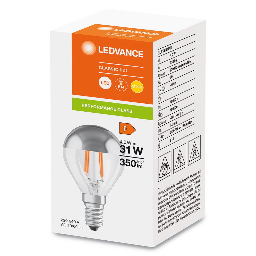 Led Klassisch P31 Spiegelkrone 4W E14 Silber 827 - 4099854070037