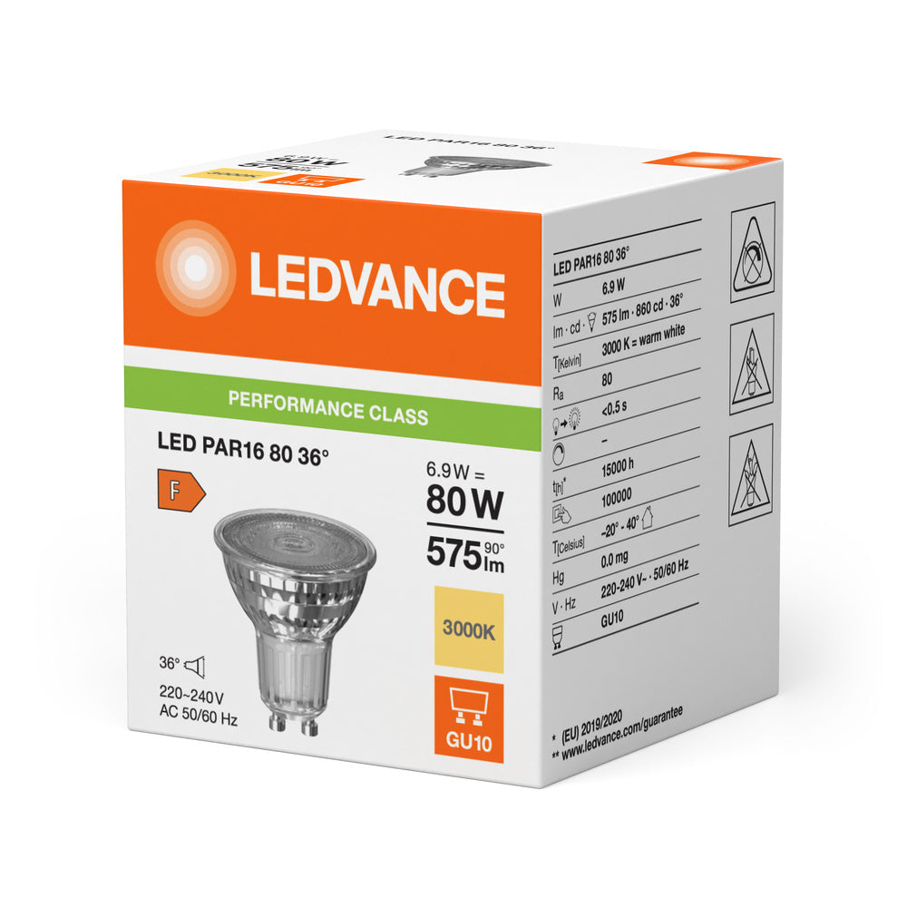 LEDVANCE Performance LED PAR16 GU10 6.9W 830 Spot - 4099854054808