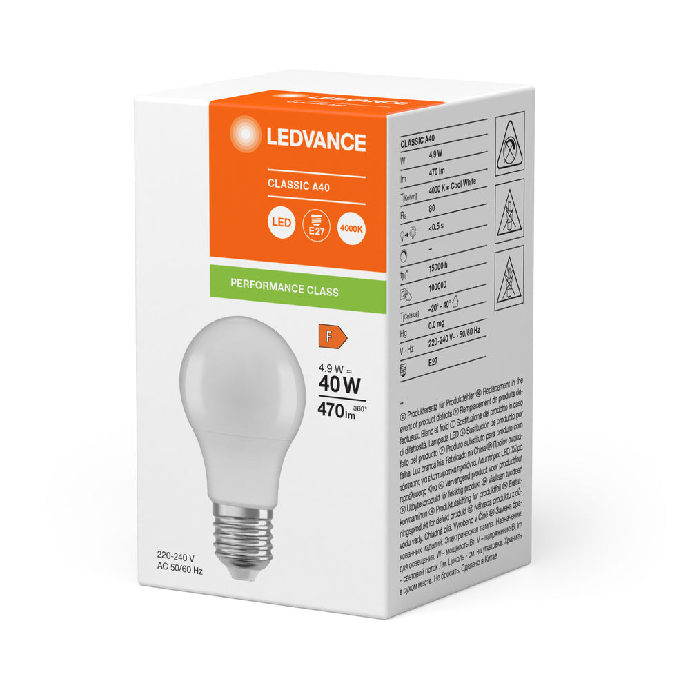 LEDVANCE Klassisch A P E27 LED Lampe 4.9W 840 Matt - 4099854049538 [2 Stück]