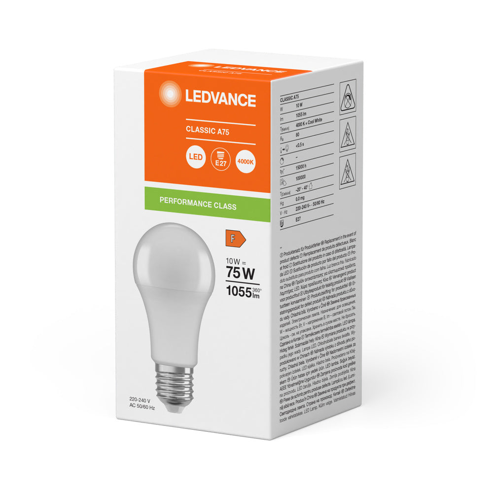 LEDVANCE Classic A19 LED 10W 840 Matt E27 Glühbirne - 4099854048869 [2 Stück]