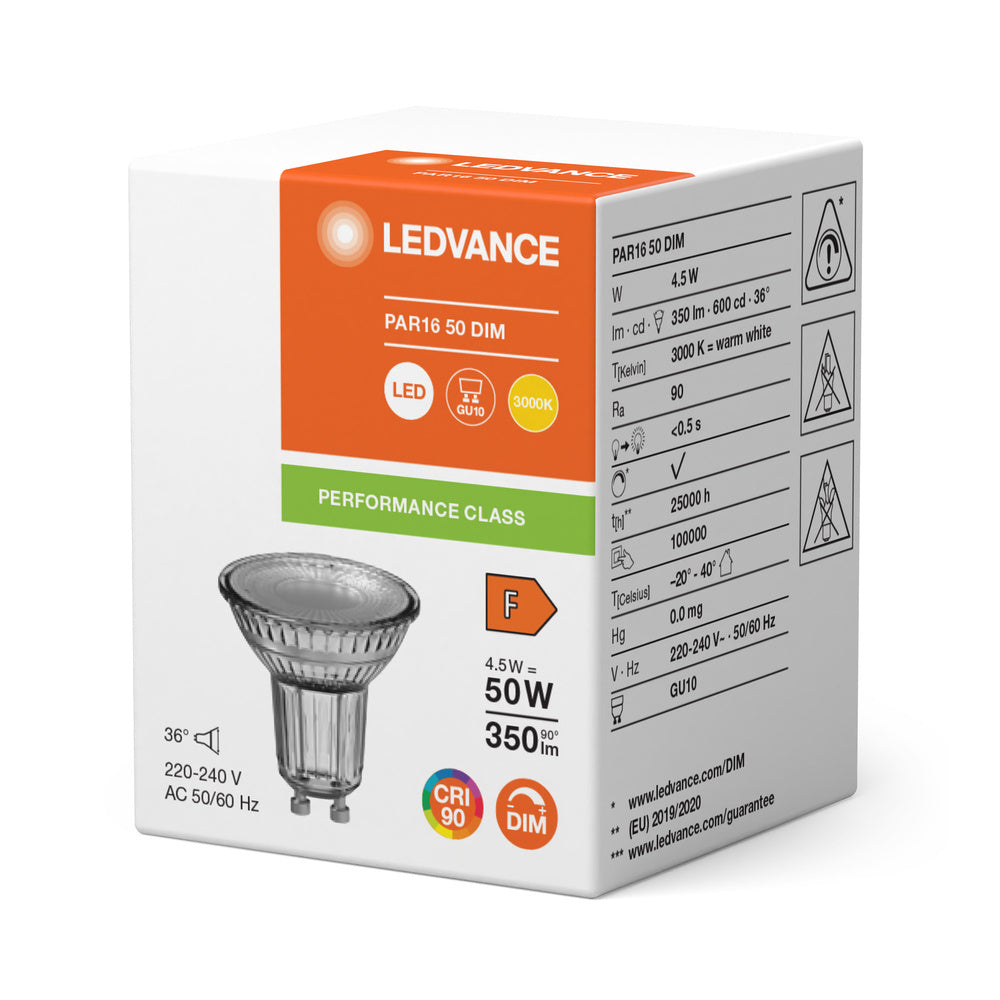 LEDVANCE Leistung PAR16 GU10 LED Spot 4.5W 930 - 4099854045462