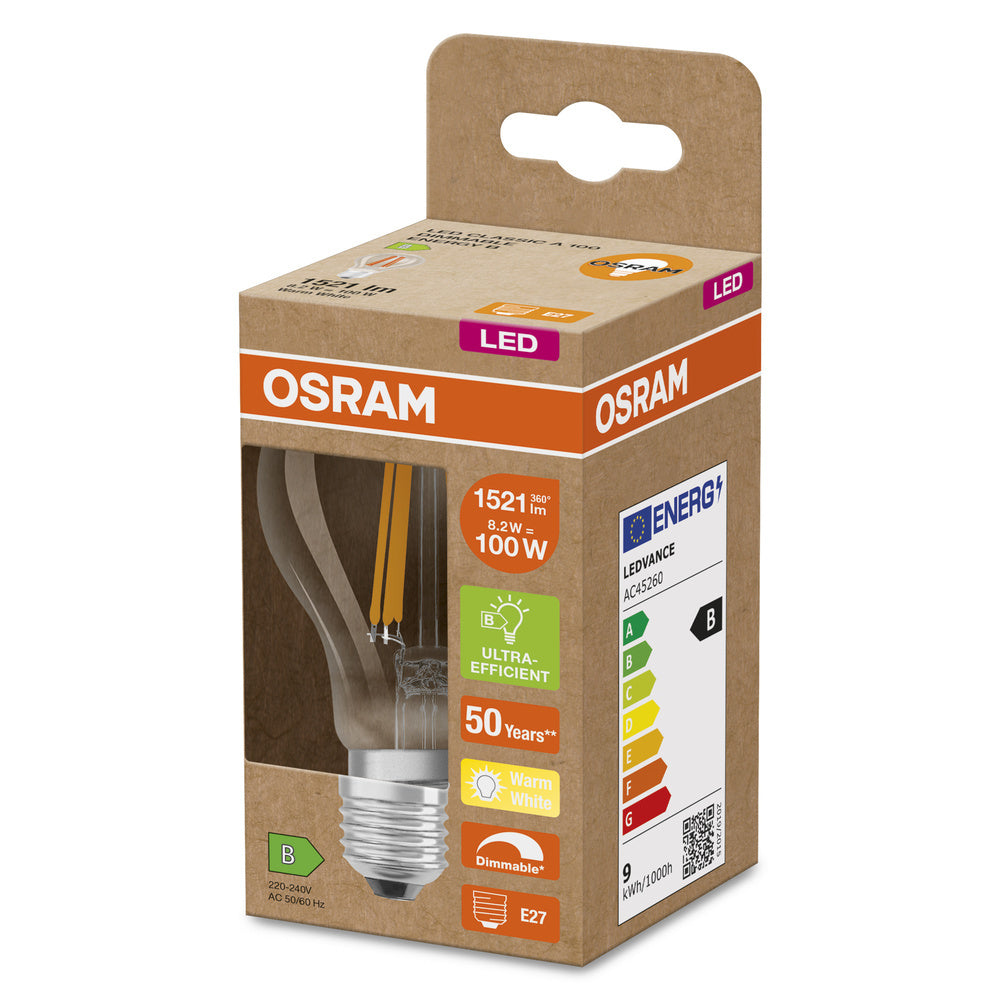 OSRAM LED Classic A Dimmbar E27 8.2W B-Klasse Glühbirne - 4099854065392