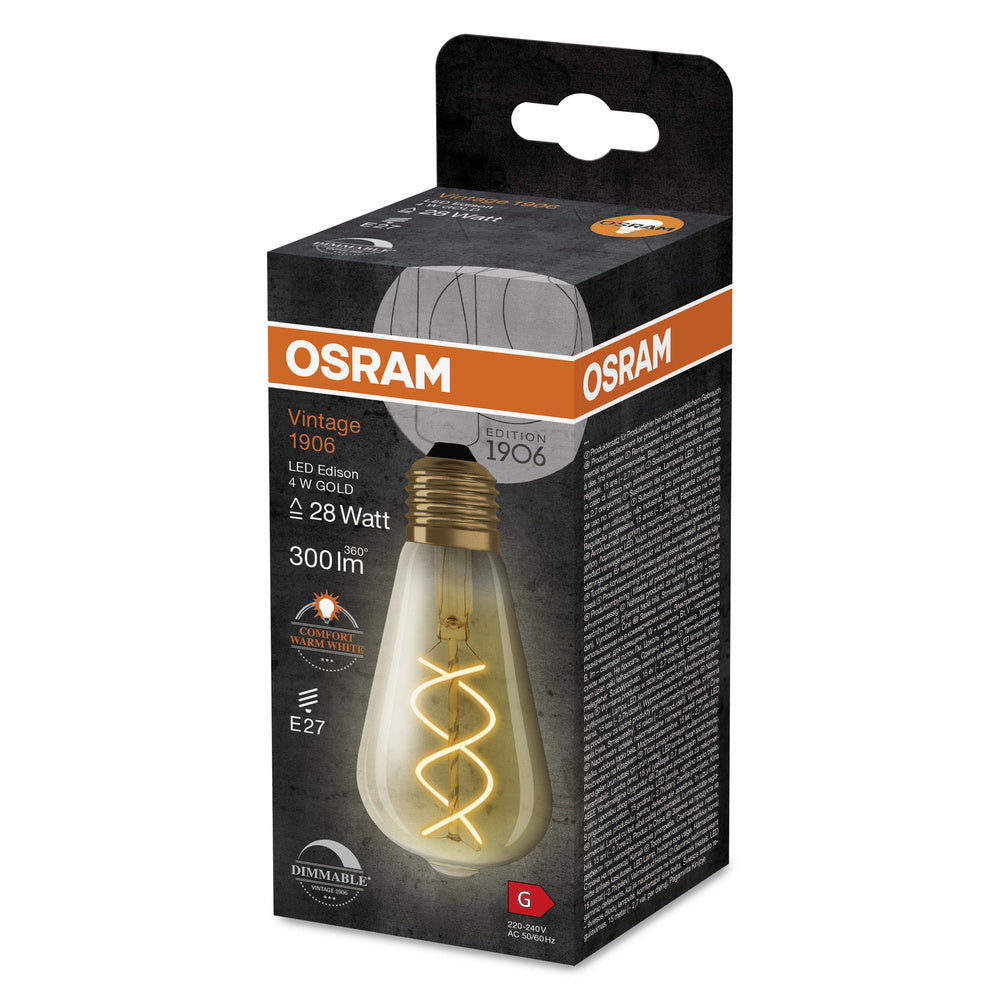 Vintage 1906 LED Edison E27 4W Dimmbar Gold Filament Glühbirne - 4099854090103