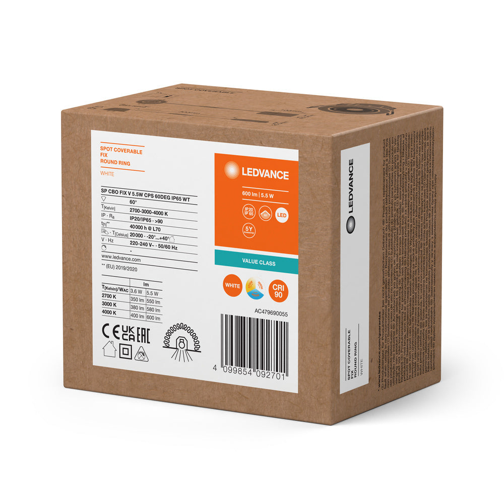 LEDVANCE 5.5W CCT Einstellbare IP65 Einbau Spotlicht - 4099854092701