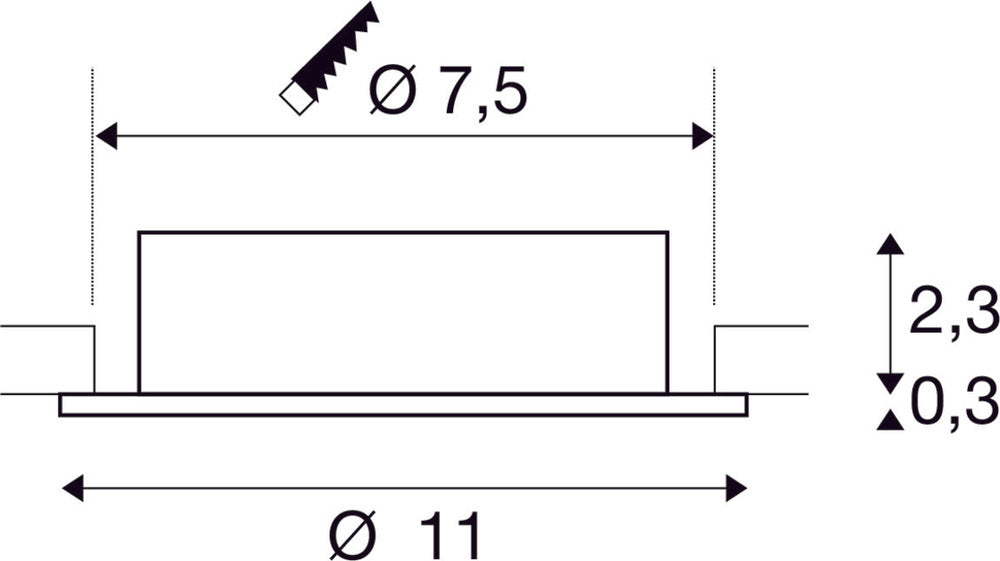 SLV Neue Tria 75 XL Runde GU10 Einbau Deckenleuchte Schwarz - 1007625