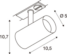 SLV Noblo LED Schienen Spot 8.4W Schwarz 2000-3000K - 1007352
