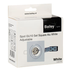 Verstellbares Quadratisches GU10 Einbau-Spotlicht Weiß Aluminium - 146076