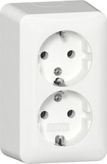 Gira Surface Mount Double Schuko Socket Pure White - 478014