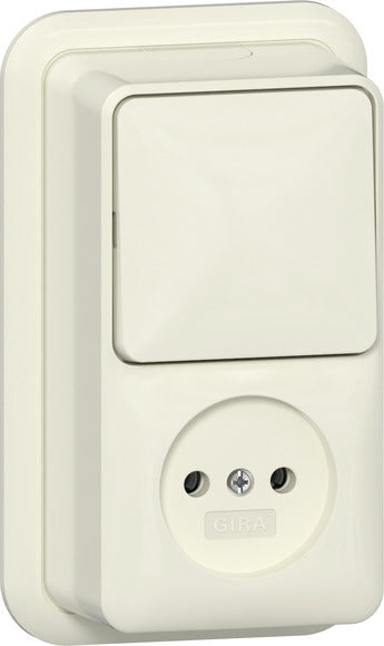 Gira Aufputz 2-Pole Schalter Steckdose Kombination Creme Weiß - 447610