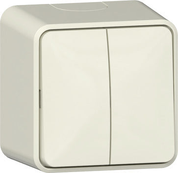 Gira Serie Aufputz Doppelwippschalter Creme Weiß - 310512