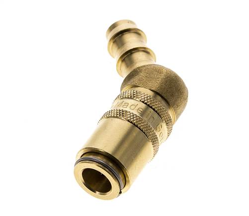 Messing DN 6 Formkupplungsmuffe 9,5 mm Schlauchsäule Doppelabsperrung 45-Grad