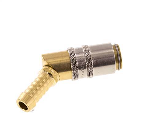Brass DN 6 Mold Coupling Socket 9 mm Hose Pillar 45-deg