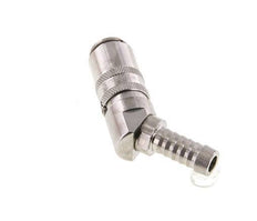 Stainless Steel DN 6 Mold Coupling Socket 9 mm Hose Pillar Double Shut-Off 45-deg