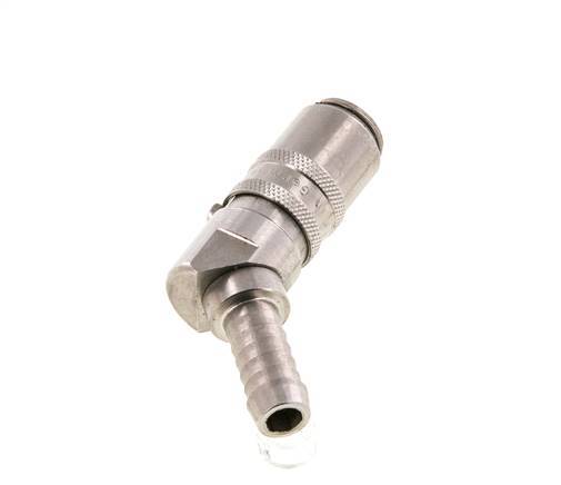 Stainless Steel DN 6 Mold Coupling Socket 9 mm Hose Pillar 45-deg