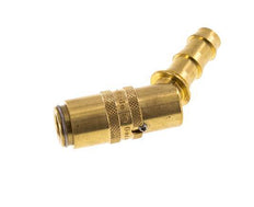 Brass DN 6 Mold Coupling Socket 9.5 mm Hose Pillar Unlocking Protection Double Shut-Off 45-deg
