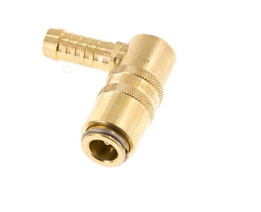Brass DN 6 Mold Coupling Socket 9 mm Hose Pillar Double Shut-Off 90-deg