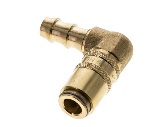 Messing DN 6 Formkupplung Muffe 9,5 mm Schlauchsäule Doppelabsperrung 90-deg