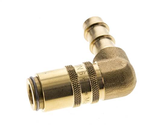 Messing DN 6 Formkupplung Muffe 9,5 mm Schlauchsäule Doppelabsperrung 90-deg