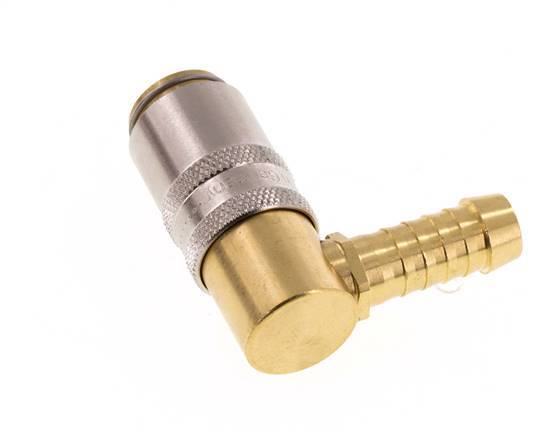 Brass DN 6 Mold Coupling Socket 9 mm Hose Pillar 90-deg