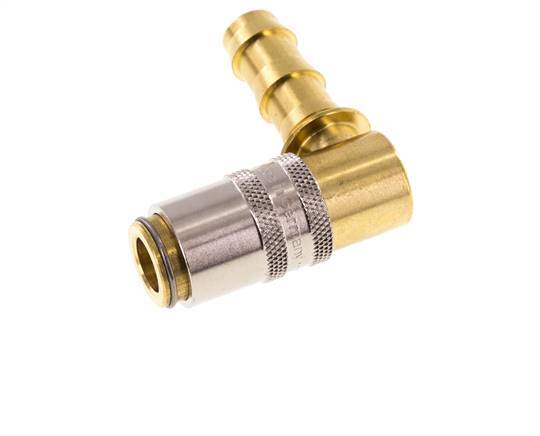 Brass DN 6 Mold Coupling Socket 9.5 mm Hose Pillar 90-deg